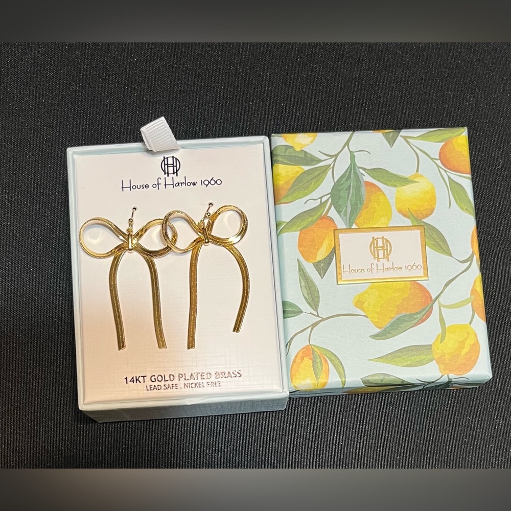🛍️NIB House of Harlow 1960 Gold Plated Bow Earrings